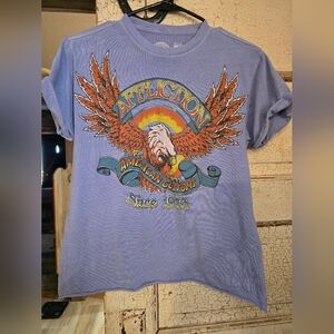 Womens Affliction American Customs Graphic Tee - Blue shirt sz medium GUC